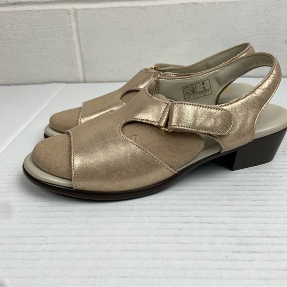 NEW‎ SAS Suntimer Leather Heeled Sandal-Narrow Size 8N in Lusso (Gold) Comfort - Picture 7 of 16
